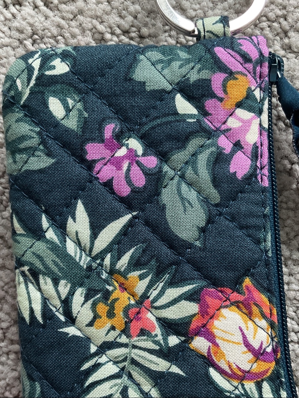 Vera Bradley Dark Blue Floral ID Card Case with Key Ring 0543 - Picture 9 of 9